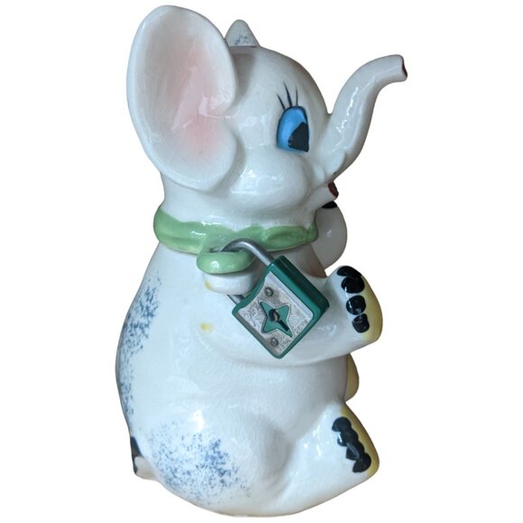 Ever Brite Elephant Bank Anthropomorphic Ceramic Coin Vintage Kitsch Japan - Picture 9 of 15